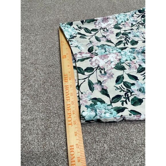J. jill womens oatmeal floral linen stretch pants sz small side zipper elastic - Picture 11 of 12